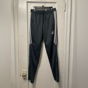 Adidas Dark Gray Track Pants with White Accents